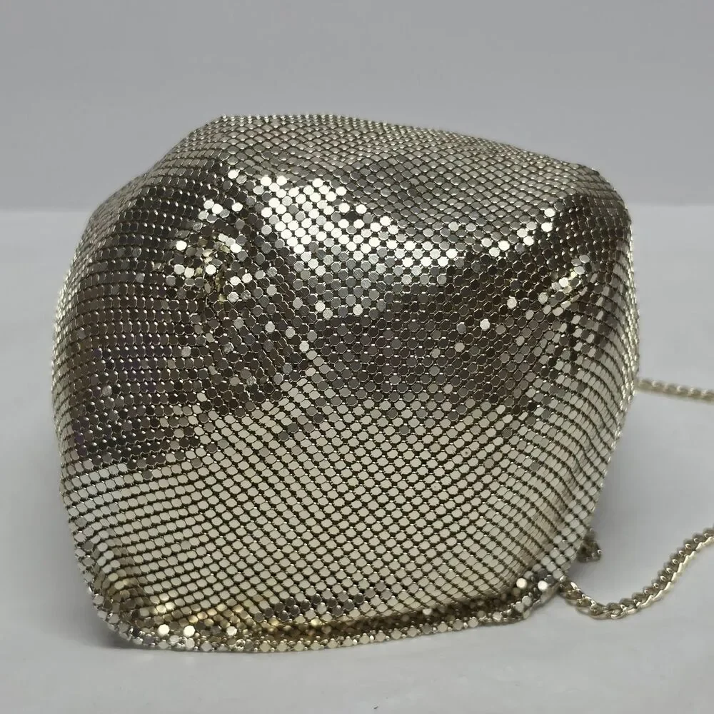 Nordstrom Gold Mesh Bucket Drawstring Shoulder Bag Evening Purse Formal Wedding